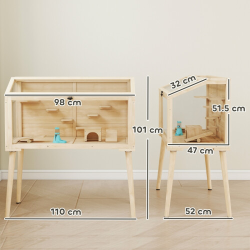 PawHut Wooden Hamster Cage with Top Access 2