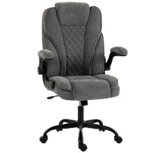 (Grey, Linen) Ergonomic Office Chair with Flip-up Arms, Grey