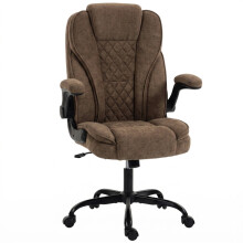 (Brown, Linen) HOMCOM Ergonomic Office Chair, Brown