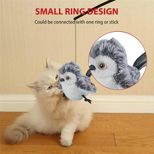 Interactive Cat Toy Touch Activated Simulation Chirping Bird with Sound and Automatic Cat Exercise Toys for Indoor