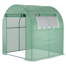 Walk-in Polytunnel Greenhouse 1.8x1.8x2m with Roll-up Door & Window