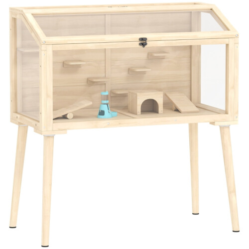 PawHut Wooden Hamster Cage with Top Access