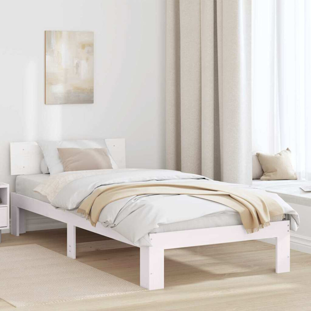 Vidaxl Bed Frame With Headboard White 80 X 200 Cm Solid Pine Wood