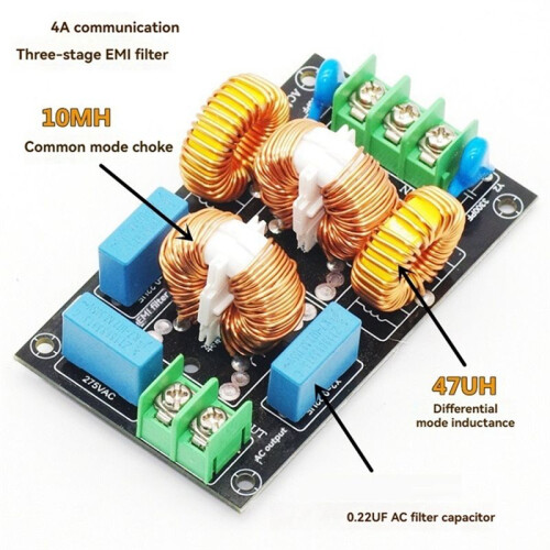 EMI Power Filter Board Audio Amplifier Power Supply Filter Common Mode High Current Electromagnetic HiFi Audio 4A 1