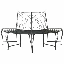 vidaXL Tree Bench 4-Seater 160 x 80 x 89 cm Steel Black Half-round