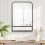 Modern Square Wall Mirror with Shelf, 70x50cm, Black 5