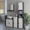 (LIGHT GREY, Engineered Wood) Light Grey Pedestal Sink Vanity Unit 7