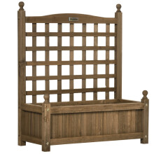 Wood Garden Planter with Trellis, Brown