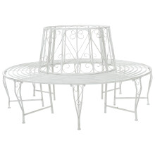vidaXL Tree Bench 8-Seater Ø 160 x 89 cm Steel Antique White Round