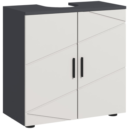 (LIGHT GREY, Engineered Wood) Light Grey Pedestal Sink Vanity Unit