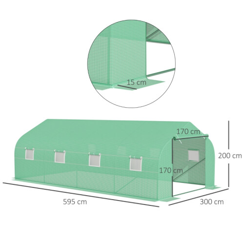 Polytunnel Greenhouse 6x3m with Door & Windows 2