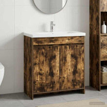 vidaXL Badunterschrank Geräucherte Eiche 78,5 x 37,5 x 81 cm
