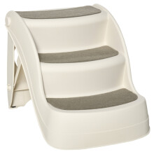 Foldable 3-Step Pet Stairs – Cream, 49x38x38cm