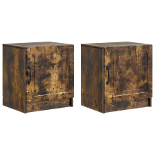 vidaXL Bedside Cabinet 2 pcs Smoked Oak 43 x 34.5 x 47 cm