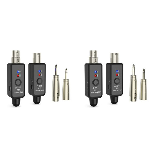 2X Microphone Wireless System Micphone Wireless Transmitter UHF Transmitter & Receiver for Dynamic/Condenser Microphon 1