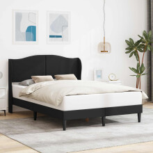 vidaXL Bed Frame with Headboard Black 135 x 190 cm Faux Leather