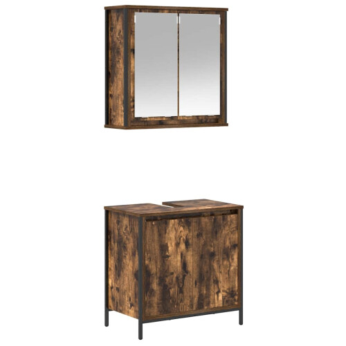 VidaXL vidaXL 2-tlg. Badmöbel-Set Räuchereiche Holzwerkstoff 1