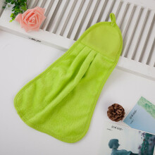 (Green)Serviette de cuisine suspendue en velours corail serviette absorbante essuie-glace enfants doux