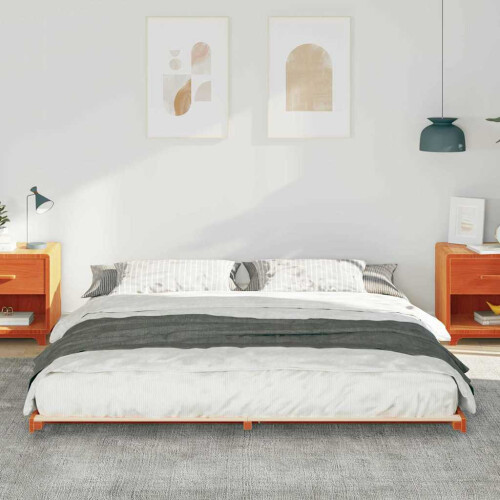 VidaXL vidaXL Bed Frame Wax Brown 200 x 220 cm Solid Pine Wood 2