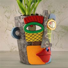 2X Jardinière à Tête Arc-en-Ciel Abstraite, Jardinière à Visage Graffiti avec Drainage, Pots de Fleurs pour Plantes D'Intérieur B Taille