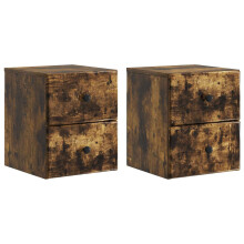 vidaXL Wall-Mounted Bedside Cabinet 2 pcs Smoked Oak 34.5 x 33 x 40 cm