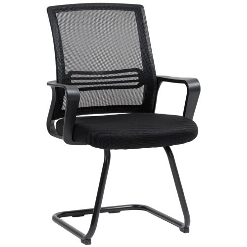 (Black, Mesh) Ergonomic Sled-Base Office Chair, Black
