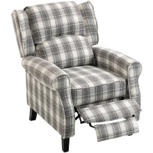 (Multicolor, Polyester) Grey & White 160 Reclining Armchair with Footrest
