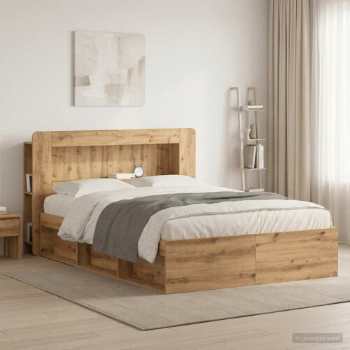 VidaXL vidaXL Headboard Cabinet with Storage Artisan Oak Engineered Wood