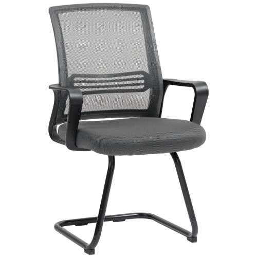 (DARK GREY, Mesh) Padded Ergonomic Office Chair, Sled Base, Dark Grey