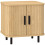 (Oak, Engineered Wood) Nordic Bedside Table with Sliding Doors & Metal Legs 1