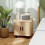 (Oak, Engineered Wood) Nordic Bedside Table with Sliding Doors & Metal Legs 2