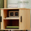 (Oak, Engineered Wood) Nordic Bedside Table with Sliding Doors & Metal Legs 6