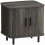 (Grey, Engineered Wood) Nordic Bedside Table with Sliding Doors, Grey 1