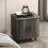 (Grey, Engineered Wood) Nordic Bedside Table with Sliding Doors, Grey 2