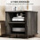(Grey, Engineered Wood) Nordic Bedside Table with Sliding Doors, Grey 6