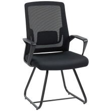 (Black, Mesh) Mesh-Back Desk Chair, No Wheels, Black