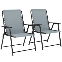 Outsunny 2-Pack Folding Garden Chairs, Light Grey