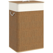 Bamboo Laundry Basket with Lid, 72L, Brown