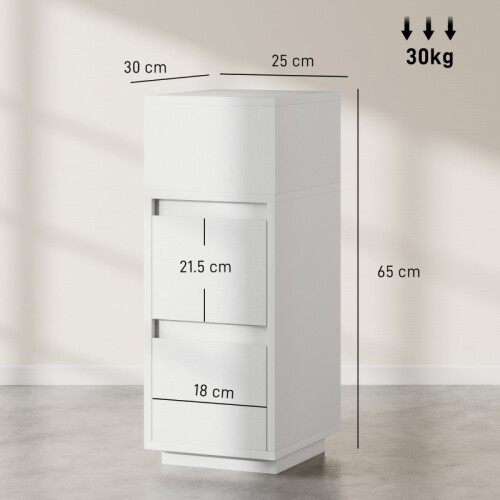 Slim White Bedside Table with 2 Drawers & Shelf 2