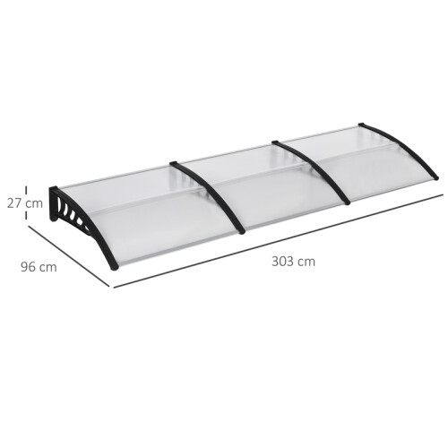 Front Door Canopy 303x96cm Clear Rain Shelter 2