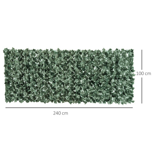 Artificial Leaf Hedge Screen 2.4m x 1m Dark Green 2