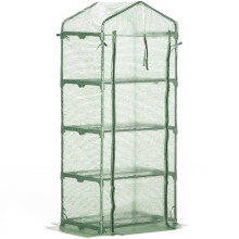 4-Tier Mini Greenhouse, Steel Frame, PE Cover
