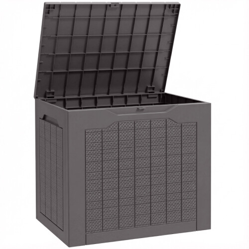 97L Waterproof Plastic Garden Storage Box, Brown