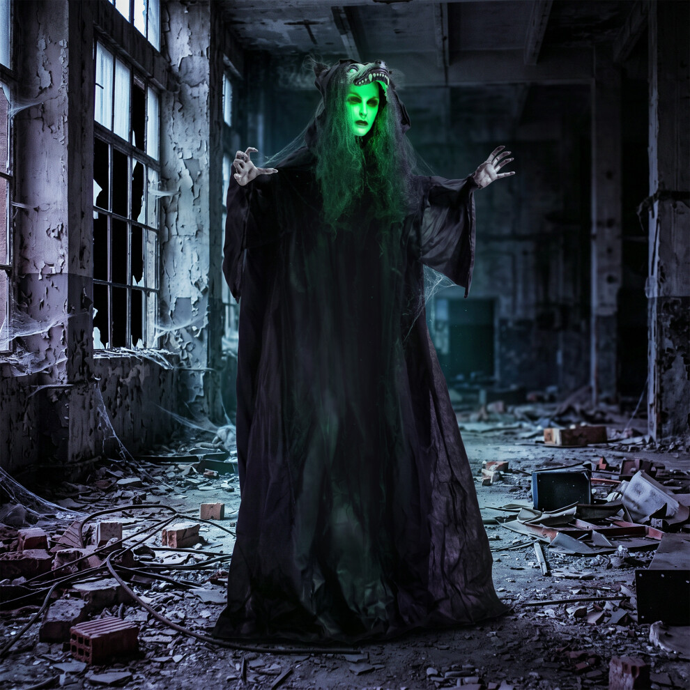 Homcom 67" Animated Pop-Up Ghost With Werewolf Mask, Light Up Animated Prop