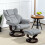 (LIGHT GREY, Polyurethane) 360 Swivel Recliner Chair with Footstool 2