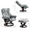 (LIGHT GREY, Polyurethane) 360 Swivel Recliner Chair with Footstool 3