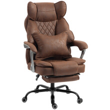 (Dark Brown, Tech cloth) Leathaire Big & Tall Office Chair – Brown, Reclining