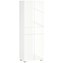 HOMCOM 4-Door Tall Kitchen Cupboard, White