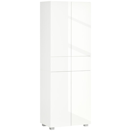 HOMCOM 4-Door Tall Kitchen Cupboard, White