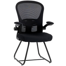 (Black, Mesh) Reception Chair with Flip Armrest & Mesh Back